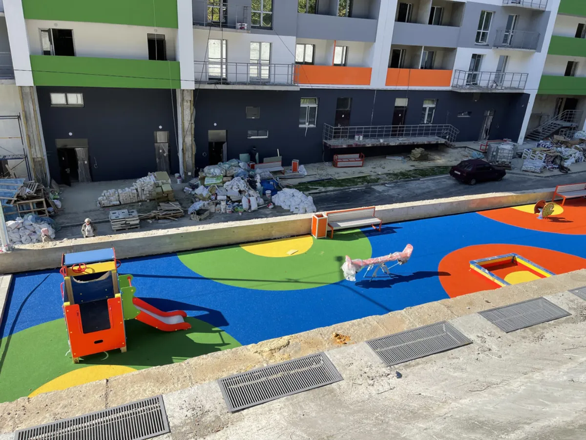 , Playground surface at a residential complex
