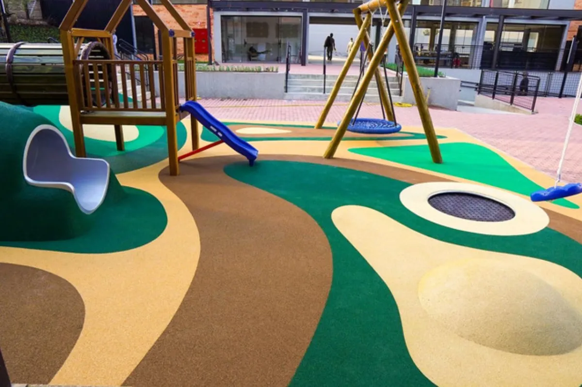 Poured in place rubber surfacing installed by B-Cool Rubber Surfacing
