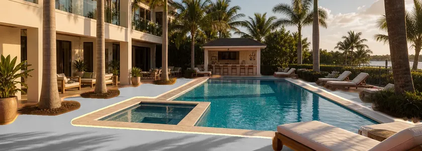 Luxury pool deck resurfaced in rubber
